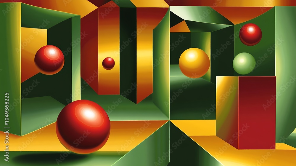 Poster abstract shapes and floating forms in vibrant colors