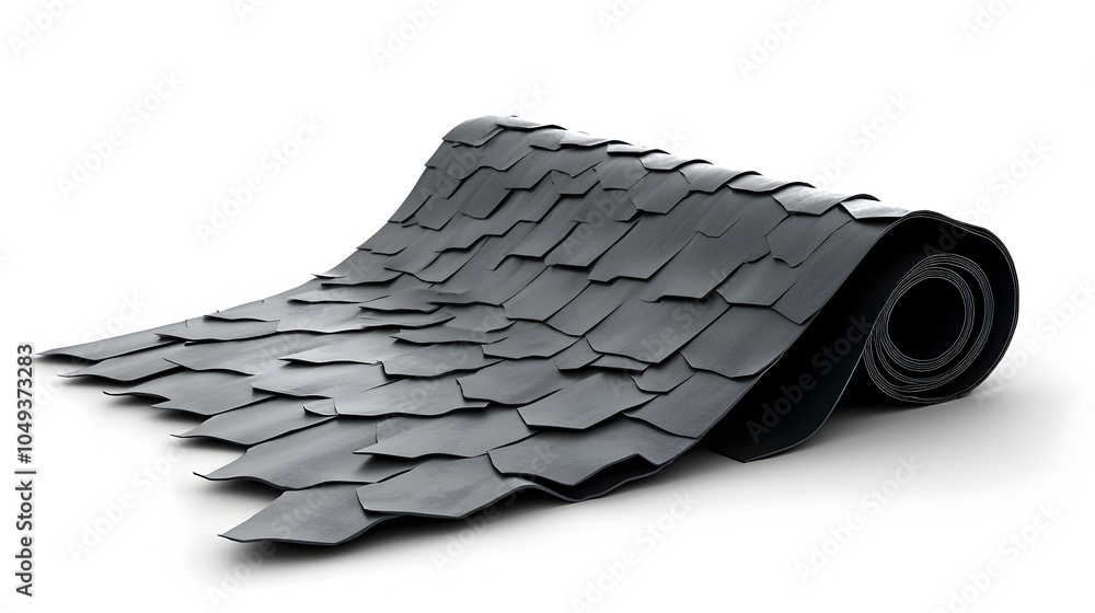 Poster seamless silvery metallic roof tiles with overlapping geometric patterns for durable weatherproof an