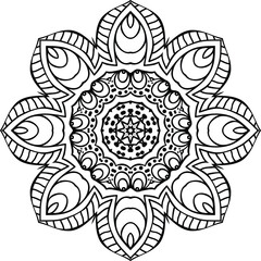 Flower Mandala Art Colourful Easy Circular Pattern in Form of Mandala With Flower for Henna, Mehndi, Tattoo, Decoration Decorative Ornament in Ethnic Oriental Style.