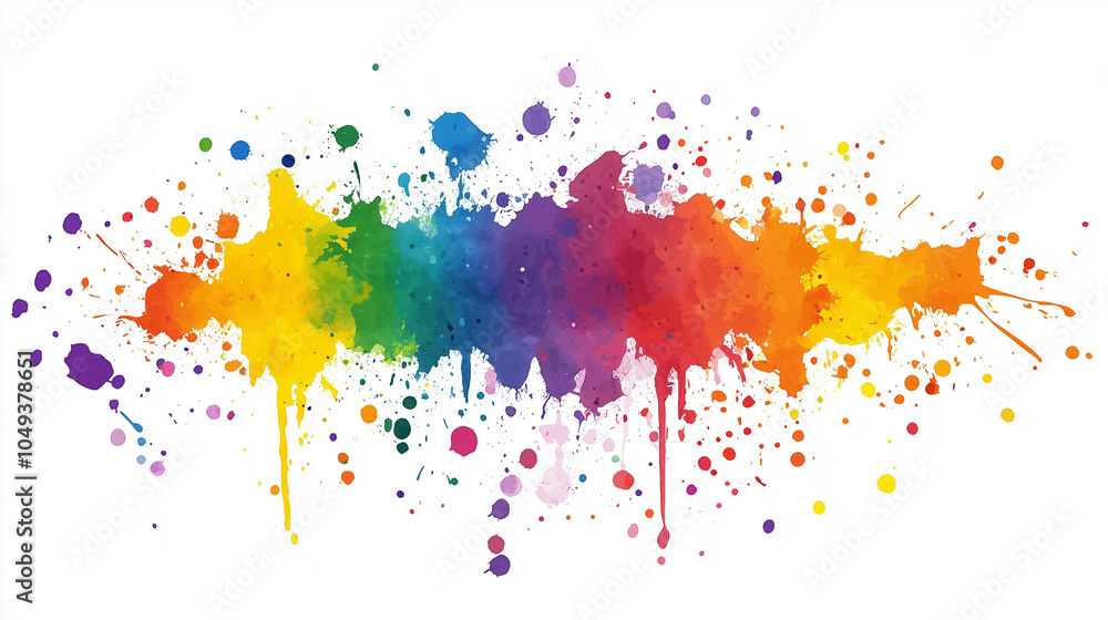 Aufkleber vivid paint splashes form an abstract pattern on a white canvas, reflecting creativity and color har
