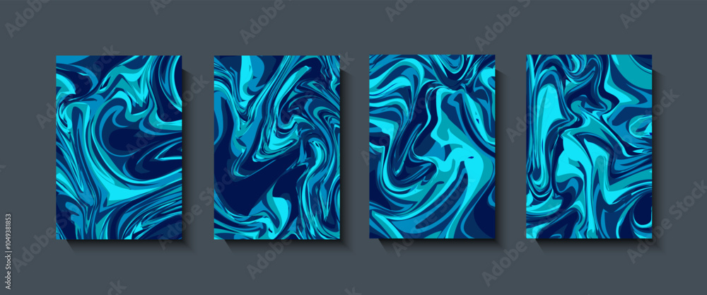 Wall mural abstract geometric background. liquid dynamic gradient color waves. fluid marble texture set.designs