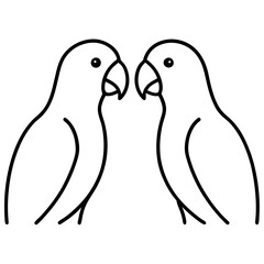 two birds line art on white background