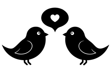 A pair of lovebirds with tiny heart speech bubble