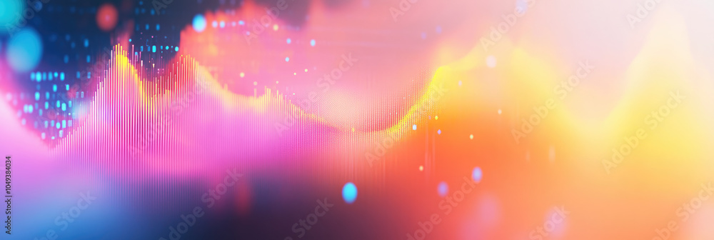 Poster blue background banner 3d rendering of ai analysis graphs of the financial data on colorful board