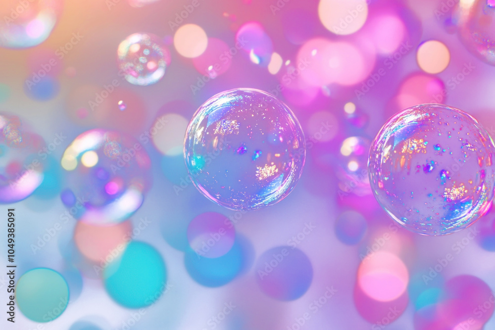 Poster png colorful abstract background with vibrant soap bubbles floating in the air colorful bokeh reflec