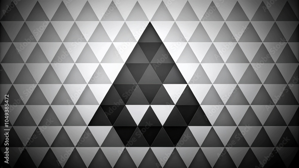 Poster repeating triangle pattern on black and white background