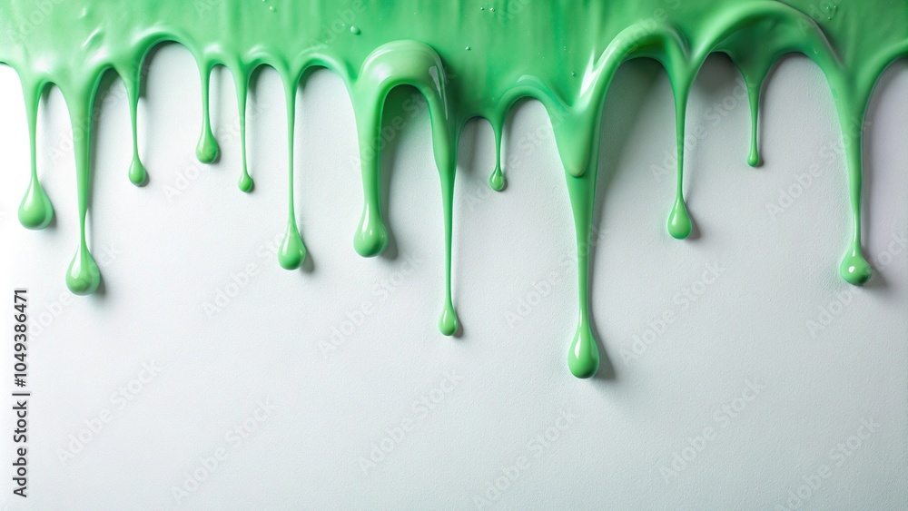 Poster slowly dripping slime falls onto a pristine white surface creating a unique texture and visual effec