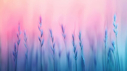 Fototapeta premium Ethereal grass field at twilight with soft pastel hues