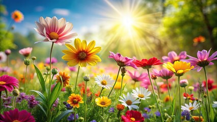 Obraz premium Stock photo of the color of nature exploding in a field in full bloom