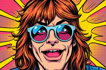 Man in retro comic style pop art