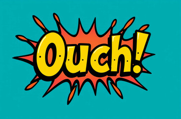 Naklejka premium Ouch! in colorful retro comic style pop art 