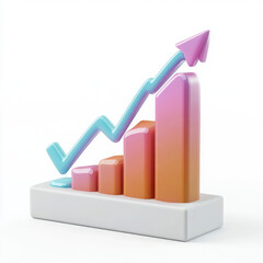 3d rending graph of colorful bar and columns price on plain white background