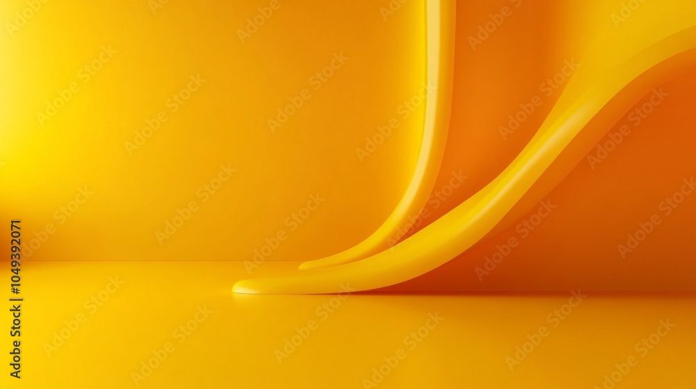 Poster a yellow room with a curved wall and a yellow object in the middle