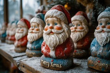 Fototapeta premium Santa figurines for Christmas display