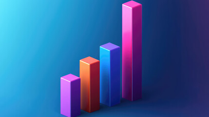 3d rendering of Ai analysis graphs bars of the financial data on colorful board	background 