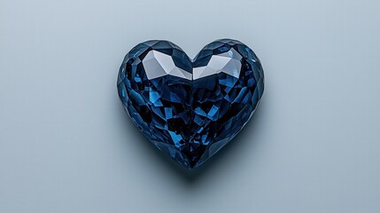 Crystal blue heart gemstone on soft background