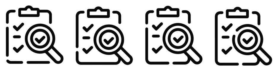 Quality Control editable stroke and solid web icon set. Vector illustration, quality control icon, quality assurance icon, QC icon, editable quality icon, solid quality control icon