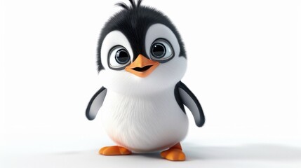 Fototapeta premium A Cartoon Penguin with Big Eyes and a Happy Expression