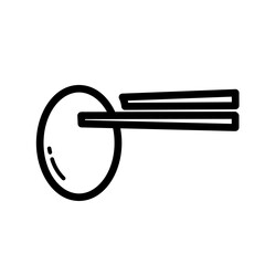 illustration of eating a round egg using chopsticks