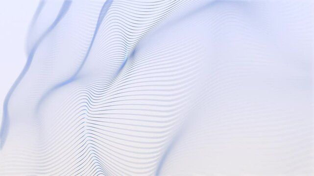 An Abstract Background Seamless Loop Representation of White Waves Featuring Fluid Lines and Intricate Patterns
