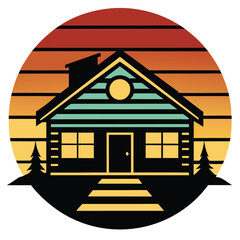 illustration of a house in the form of a vintage background