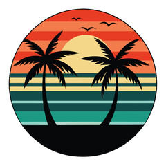 Summer Beach vector with Vintage vibes 