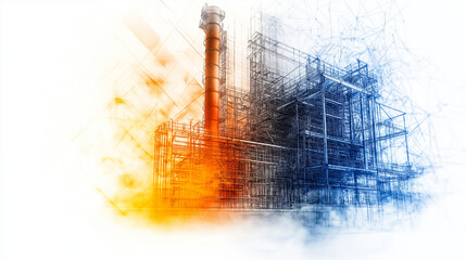 Futuristic architectural design and urban development abstract with a powerful explosion of innovative energy technology and progress representing the potential for growth success