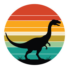 dinosaur silhouette on retro vintage background vector