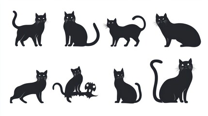 Black cat. Halloween decoration element.