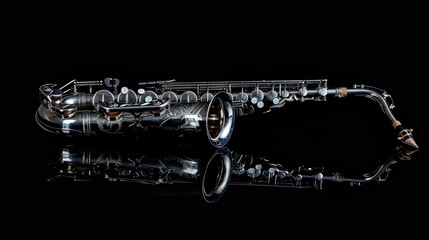 A Polished Silver Alto Saxophone on a Black Surface