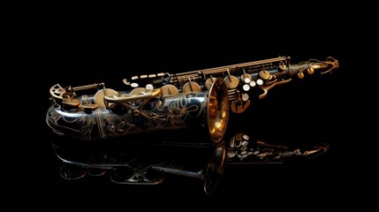 A Black and Gold Alto Saxophone with Intricate Details