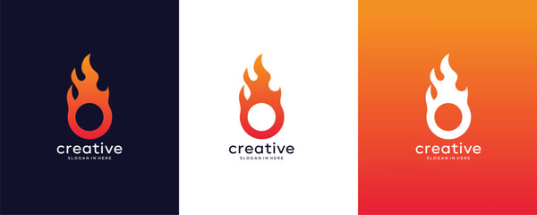 initial letter O fire flame vector design logo inspiration template 