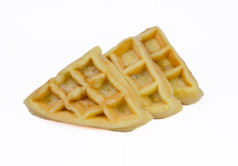 Close-up of 3 Waffles on a White Background