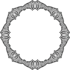 Mandala Art Line Work Circular Pattern in Form of Mandala With Flower for Henna, Mehndi, Tattoo, Decoration Decorative Ornament in Ethnic Oriental Style.