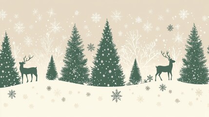 Naklejka premium Christmas tree with reindeer background for greeting card poster design.