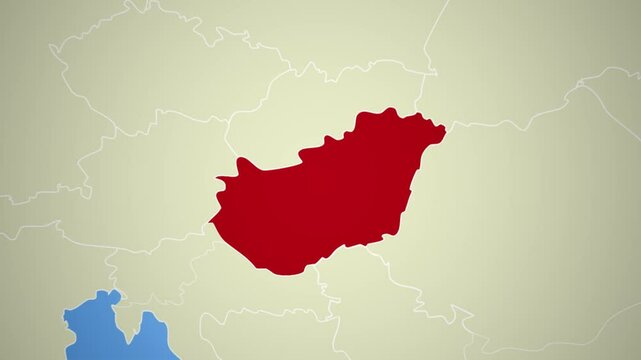 Hungary map zoom animation 4K, Europe, world detailed location visualization