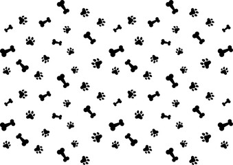 Seamless pattern with paw and bone isolated on white background.Dogs repeat pattern.Cute vector graphic background wallpaper.