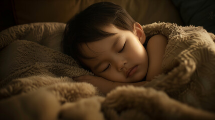 Peaceful Sleeping Child Wrapped in Blanket Representing Comfort and Security