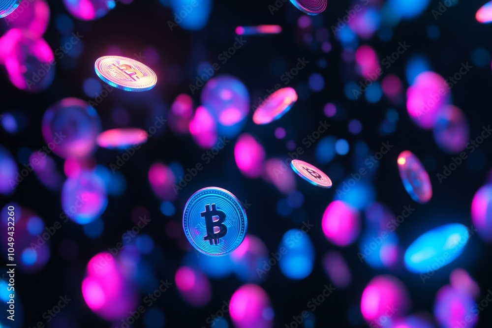 Aufkleber an artistic visual of shimmering gold coins intertwined with vibrant binary code, symbolizing advanc