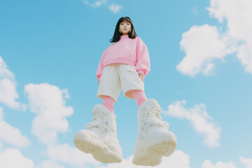 Girl in Cloud Boots Vaporwave