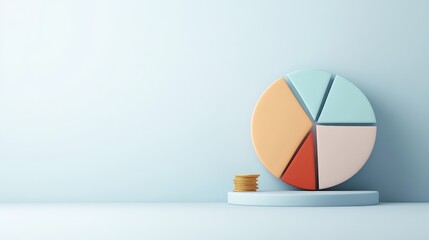 Dynamic asset allocation, colorful pie chart showcasing diverse investments, engaging 3D design, financial strategy visualization