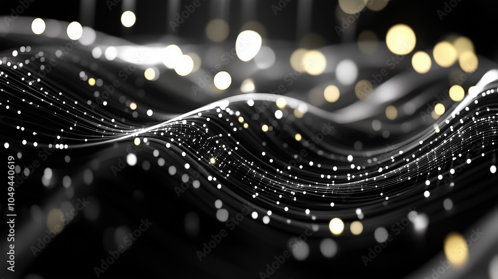 Aufkleber dynamic data streams create a mesmerizing flow of light and texture against a stark, dark backdrop