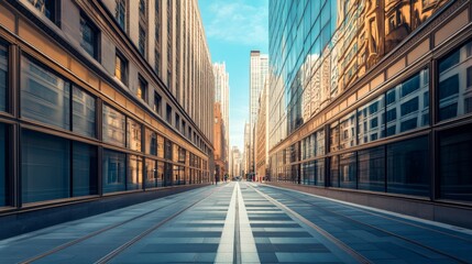 Fototapeta premium Modern Building Design Along Historic Street with Clean Lines