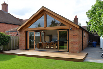 Building an extension house with a sturdy wooden frame