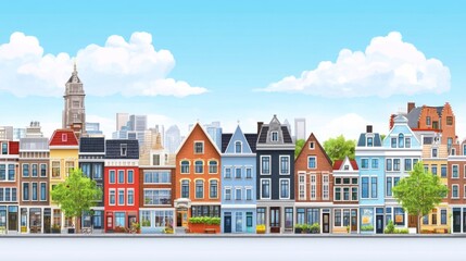 Obraz premium Modern Buildings with Clean Lines in Historic Street Scene