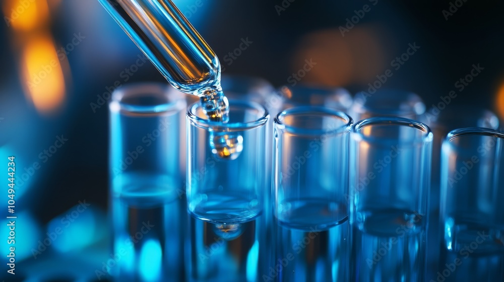 Poster in this image, a skilled lab technician is carefully handling an array of test tubes containing vari