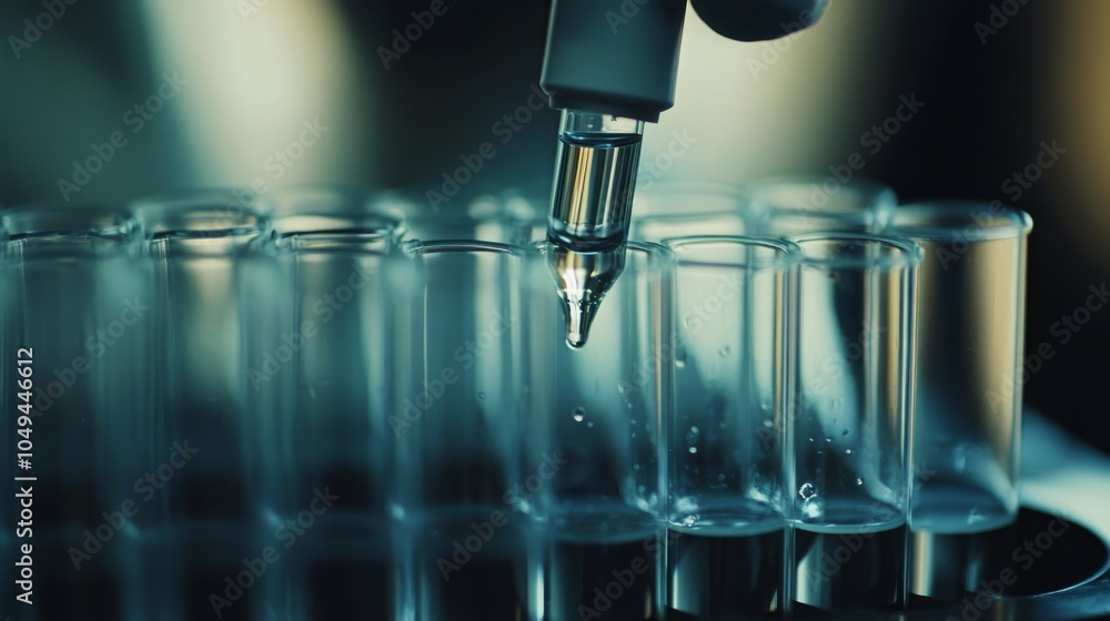 Poster the image shows a skilled lab technician conducting complex biotechnology research, handling samples