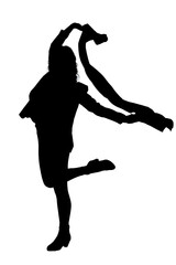 A graceful silhouette of a woman elegantly dancing with a scarf around her neck