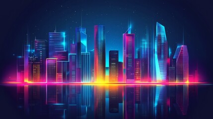 Fototapeta premium Vibrant City Skyline with Clean Lines and Bright Lighting