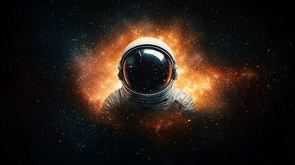 Vintage space helmet, 1960s sci-fi design, drifting through the cosmos, vibrant colors, imaginative exploration theme